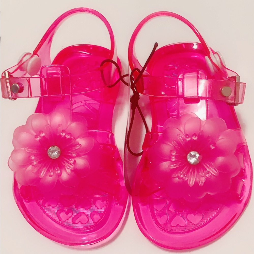 Fuchsia jelly sandals with flower 🌸💖
